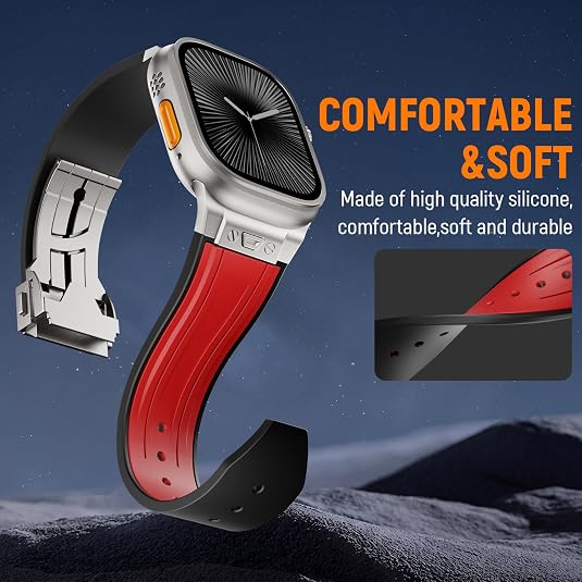 Red Luxury Mechanical Slicone Sports Band By Shopyholy Compatible For Apple Watch