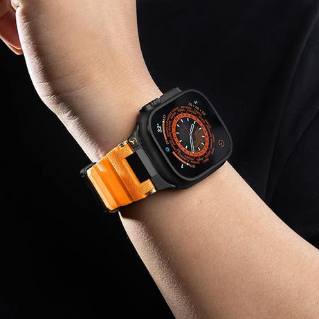 Orange B Luxury Veltrix Silicone Straps By Shopyholy Compatible For Apple Watch
