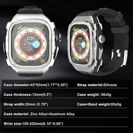 49MM Silver Knight Luxury Racing Case By Shopyholy Compatible For Apple Watch Ultra 1/2 (Copy)