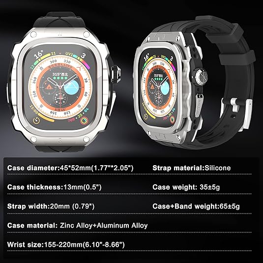 49MM Silver Knight Luxury Racing Case By Shopyholy Compatible For Apple Watch Ultra 1/2 (Copy)