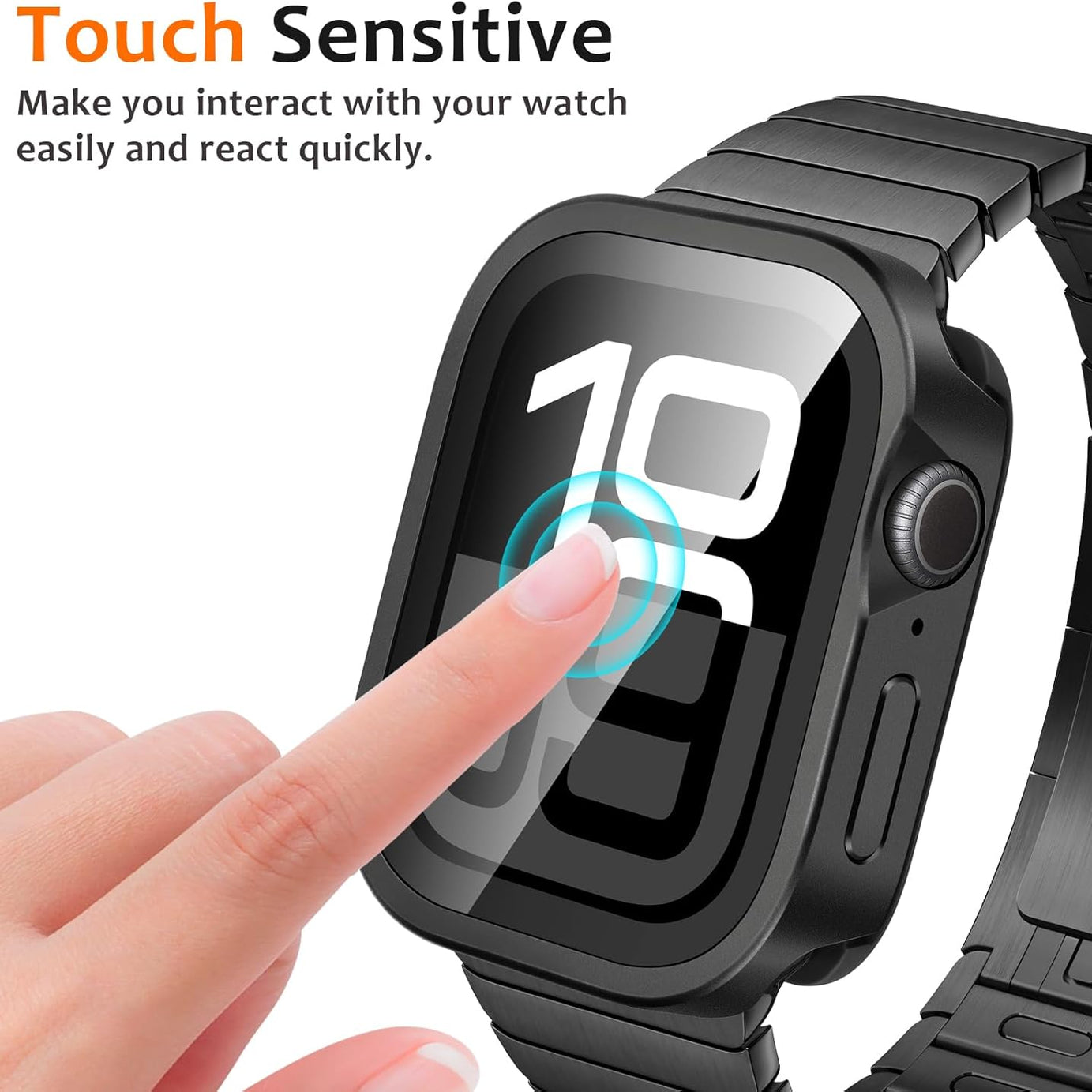 Black Luxury Metal Case With Screen Protector By Shopyholy Compatible For Apple Watch