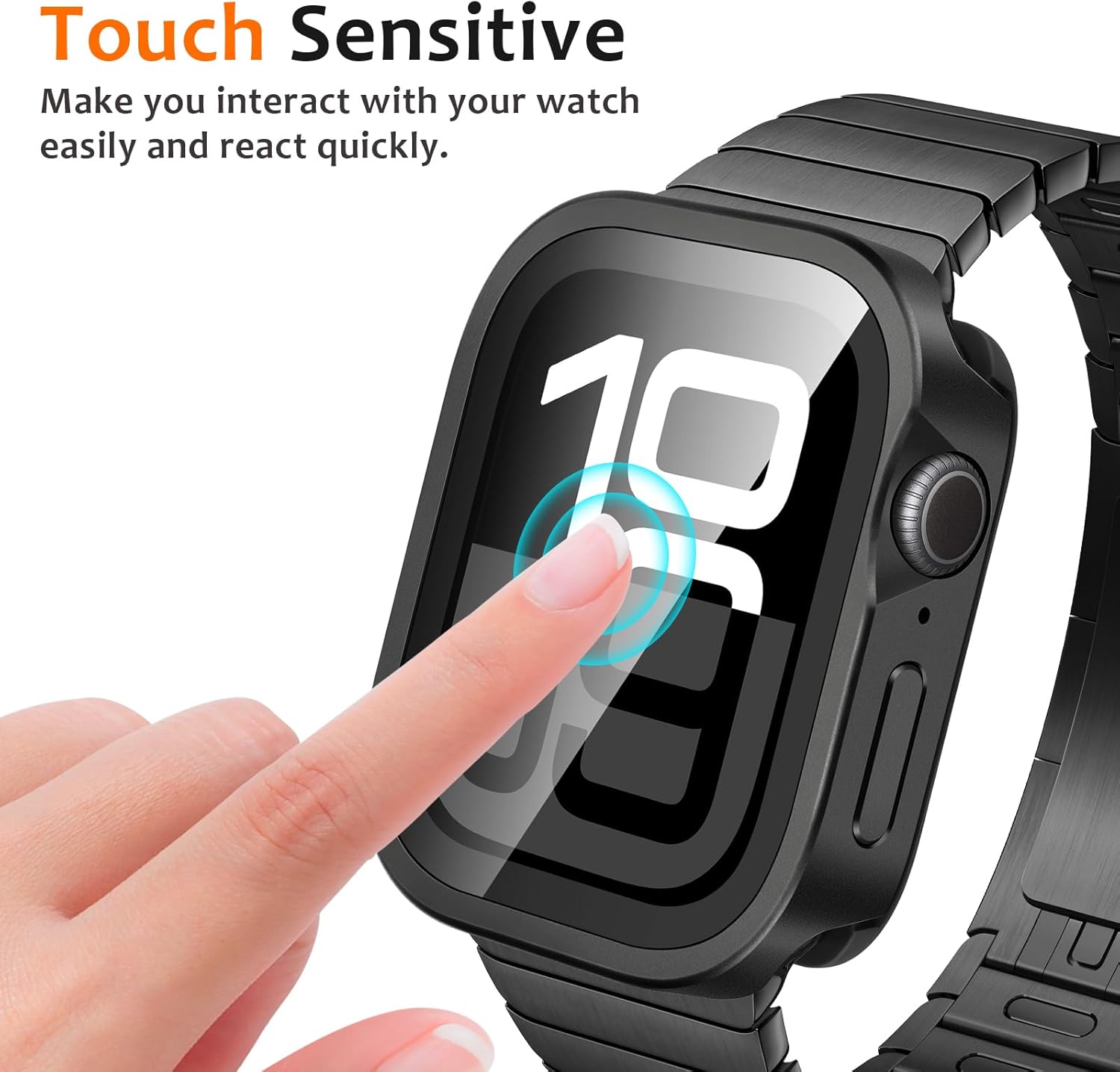 Black Luxury Metal Case With Screen Protector By Shopyholy Compatible For Apple Watch