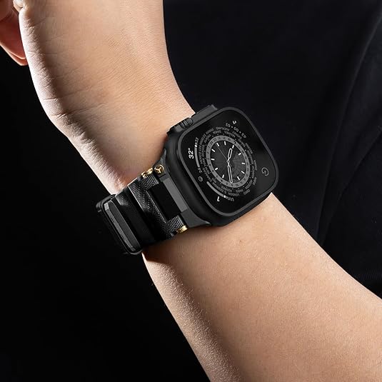 Full Black Luxury Veltrix Silicone Straps By Shopyholy Compatible For Apple Watch