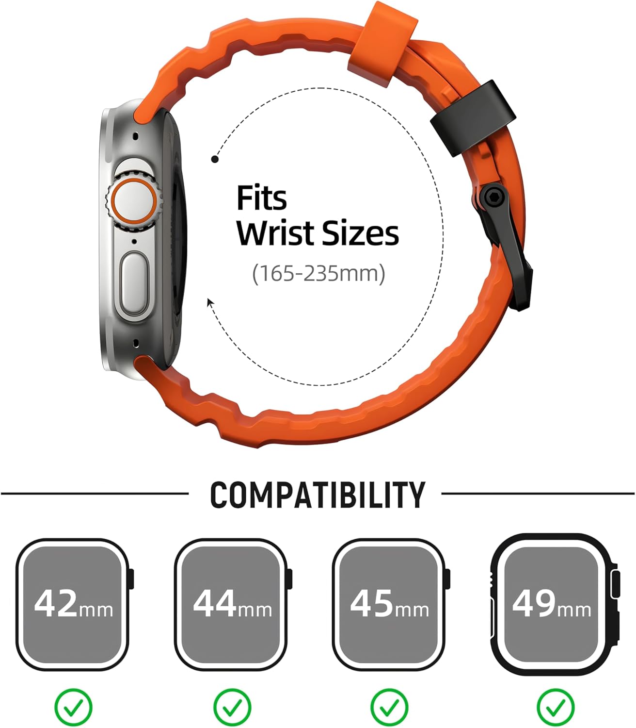 Orange T Premium Rugged Silicone With Metal Buckle By Shopyholy Compatible For Apple Watch