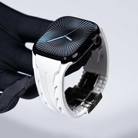 White Black Luxury Concept Silicone Straps By Shopyholy Compatible For Apple Watch