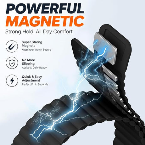 Black Wave Magnetic Silicone Sport Loop for WHOOP 5.0 Mg Life