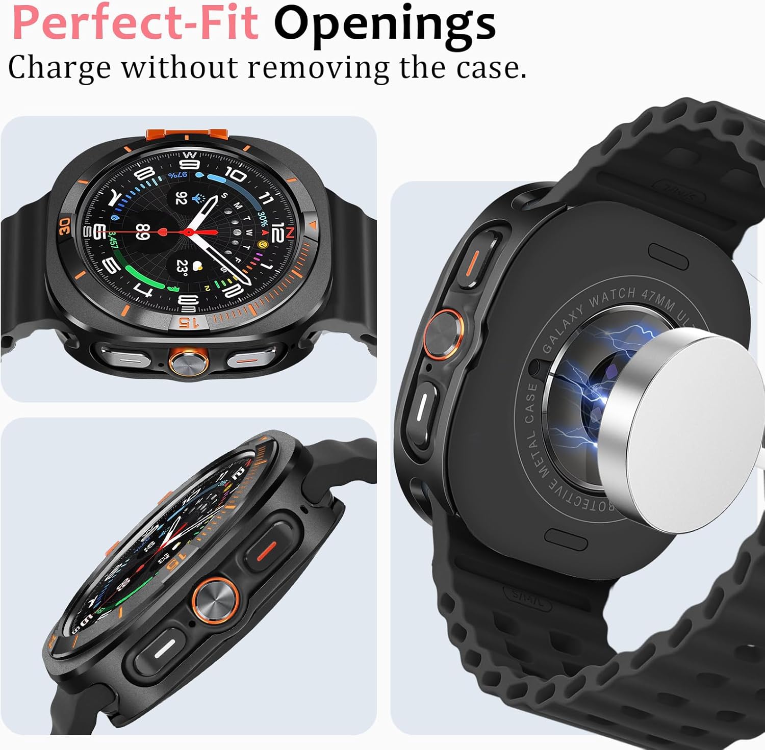 Black Luxury Aluminum Metal Case for Samsung Galaxy Watch Ultra 47mm & Ultra 2