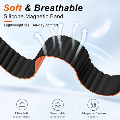 Black Orange Wave Magnetic Silicone Sport Loop for WHOOP 5.0 Mg Life