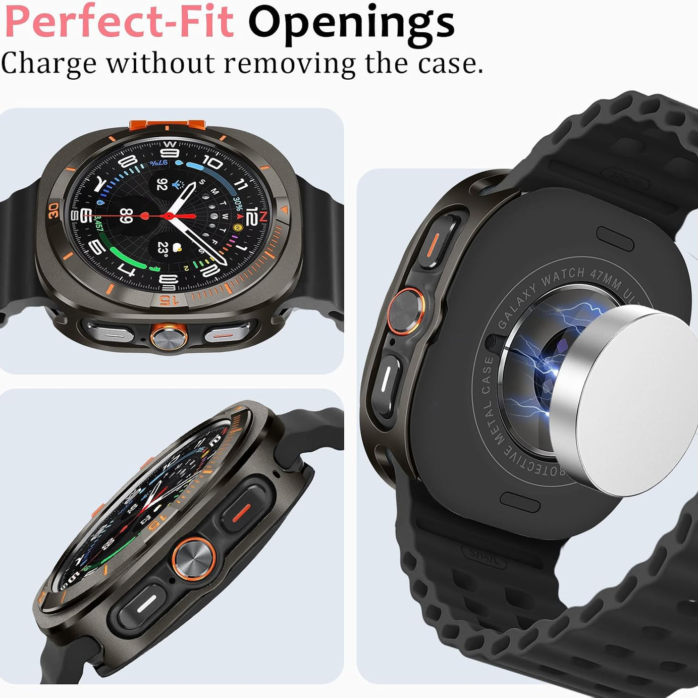 Graphite Luxury Aluminum Metal Case for Samsung Galaxy Watch Ultra 47mm & Ultra 2
