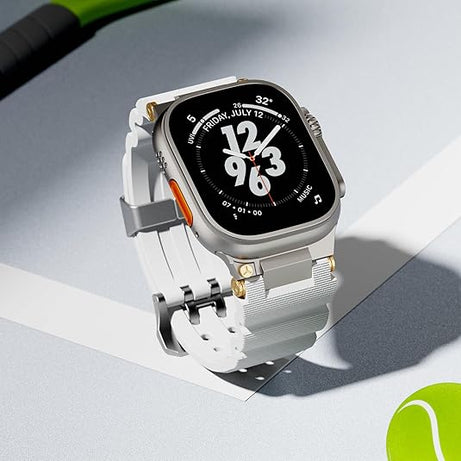White Luxury Veltrix Silicone Straps By Shopyholy Compatible For Apple Watch