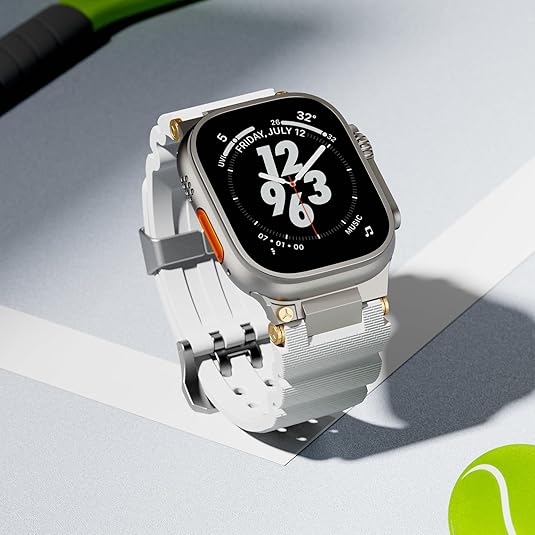 White Luxury Veltrix Silicone Straps By Shopyholy Compatible For Apple Watch