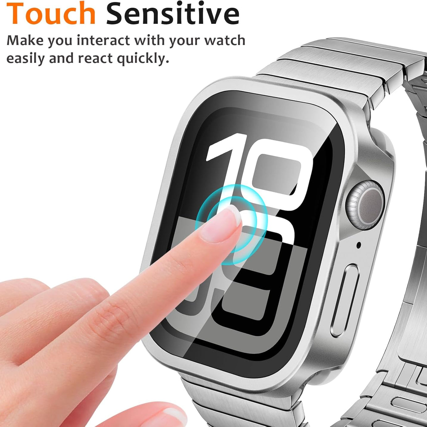 Silver Luxury Metal Case With Screen Protector By Shopyholy Compatible For Apple Watch