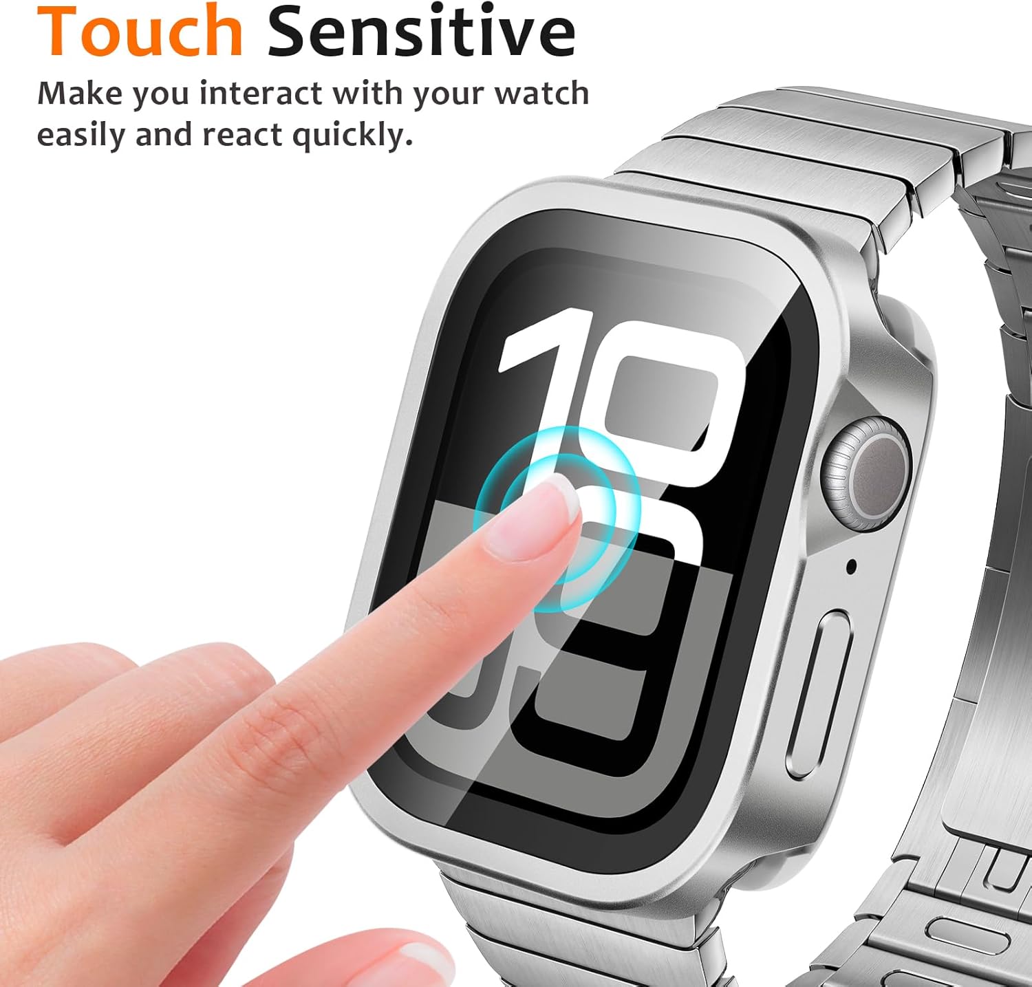 Silver Luxury Metal Case With Screen Protector By Shopyholy Compatible For Apple Watch