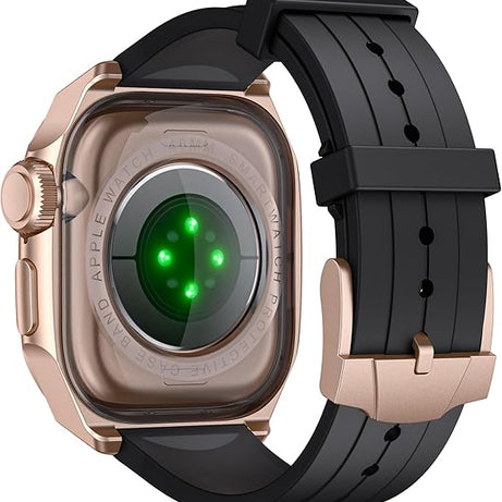 Rose Gold Black Luxury Metal Scale Ring Case By Shopyholy Compatible For Apple Watch