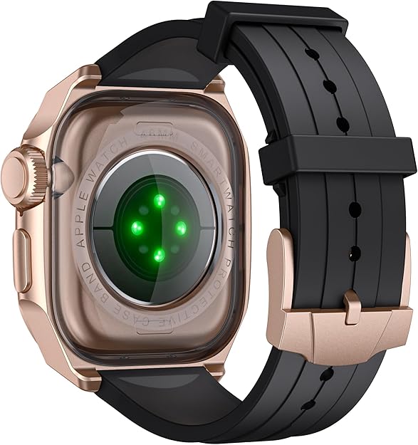Rose Gold Black Luxury Metal Scale Ring Case By Shopyholy Compatible For Apple Watch