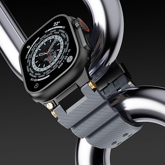 Grey B Luxury Veltrix Silicone Straps By Shopyholy Compatible For Apple Watch