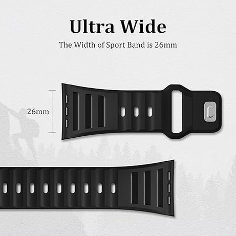 Black Premium Ultra Silicone Sports Bands By Shopyholy Compatible For Apple Watch