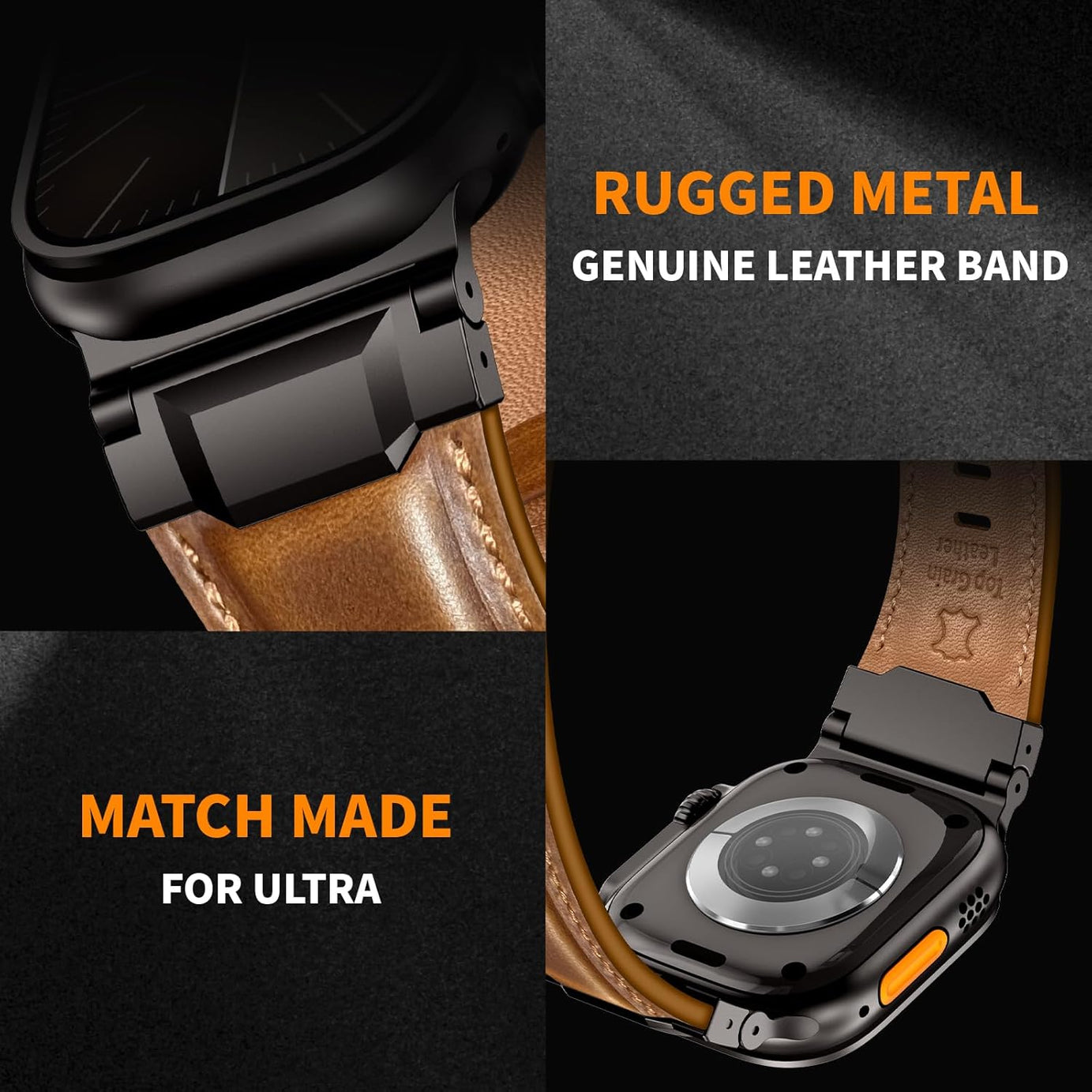 Brown B Luxury Cavallo Leather Straps By Shopyholy Compatible For Apple Watch