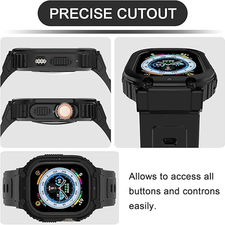 Black Sporty TPU Case Band By Shopyholy Compatible For iWatch