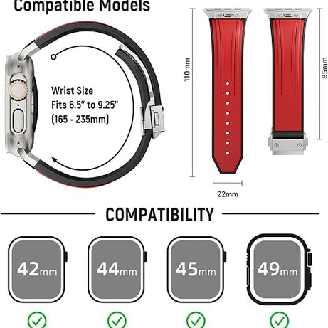 Red Luxury Mechanical Slicone Sports Band By Shopyholy Compatible For Apple Watch