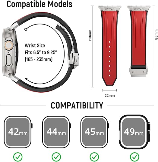 Red Luxury Mechanical Slicone Sports Band By Shopyholy Compatible For Apple Watch