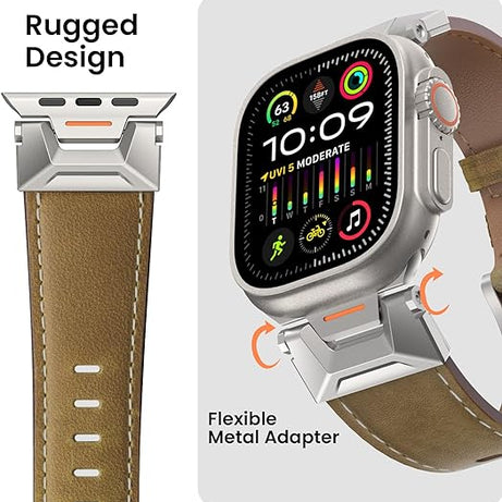 Coffee Luxury Armor Leather Bands By Shopyholy Compatible For iWatch