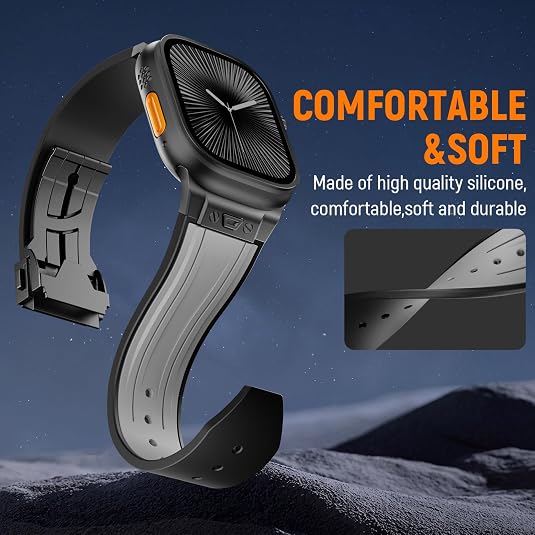 Grey B Luxury Mechanical Slicone Sports Band By Shopyholy Compatible For Apple Watch