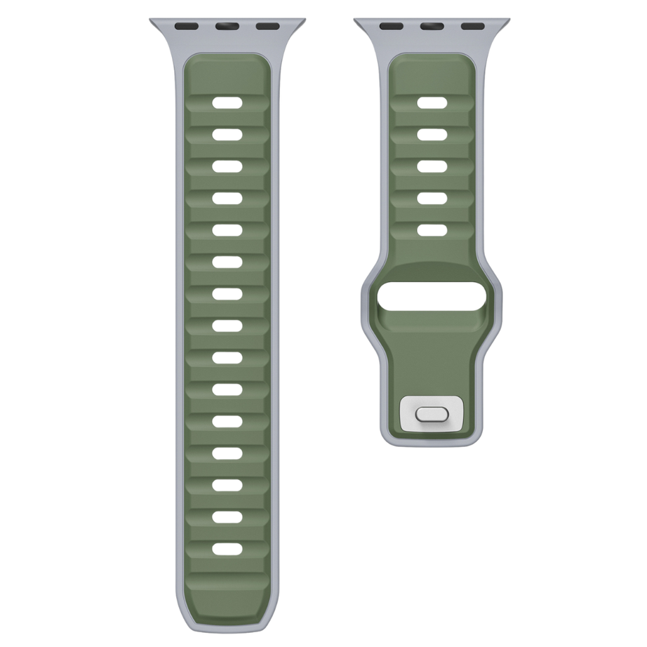 Grey Green Premium Aspro Silicone Sports Bands By Shopyholy Compatible For Apple Watch