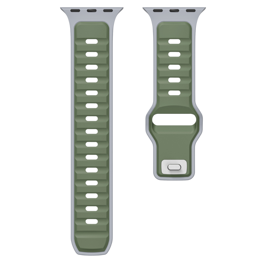 Grey Green Premium Aspro Silicone Sports Bands By Shopyholy Compatible For Apple Watch