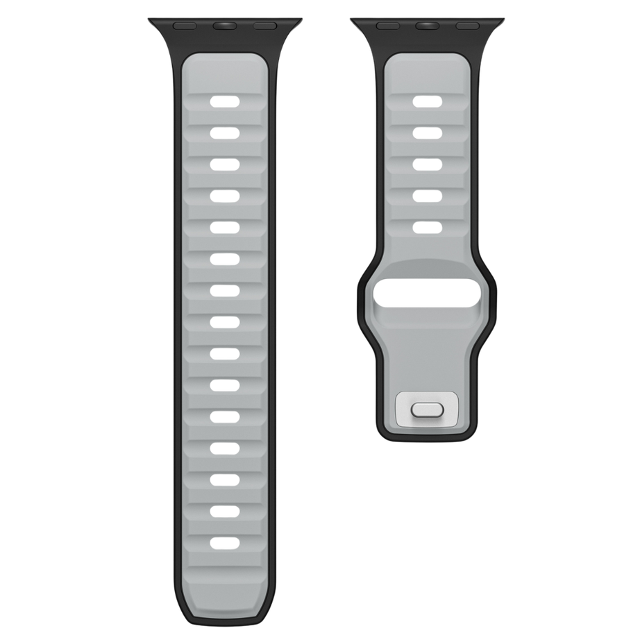 Black Grey Premium Aspro Silicone Sports Bands By Shopyholy Compatible For Apple Watch