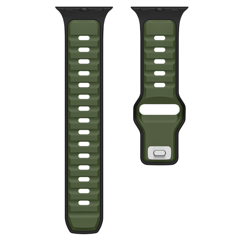 Black Green Premium Aspro Silicone Sports Bands By Shopyholy Compatible For Apple Watch