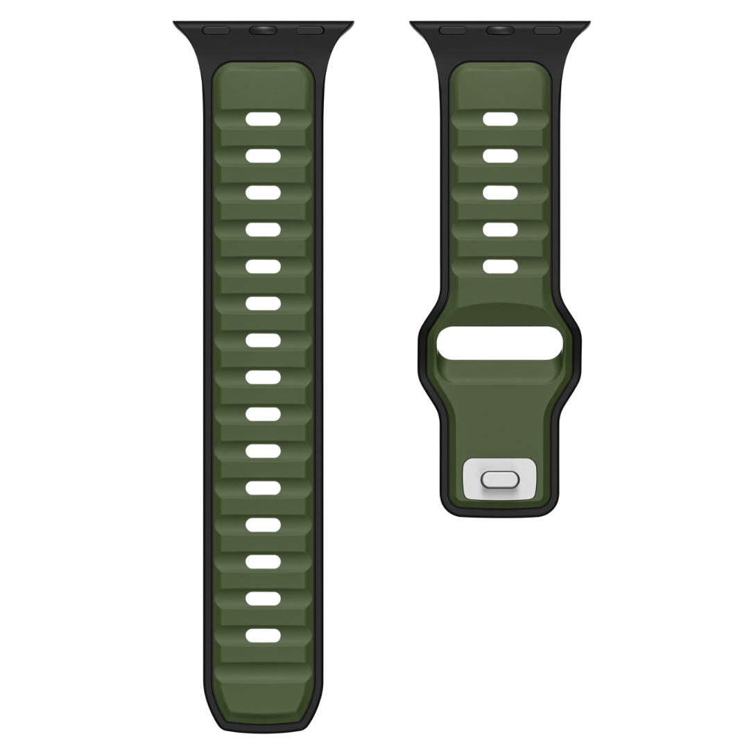 Black Green Premium Aspro Silicone Sports Bands By Shopyholy Compatible For Apple Watch