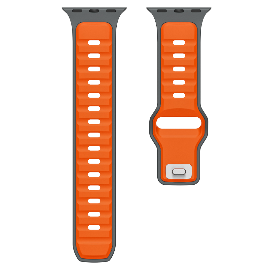 Grey Orange Premium Aspro Silicone Sports Bands By Shopyholy Compatible For Apple Watch