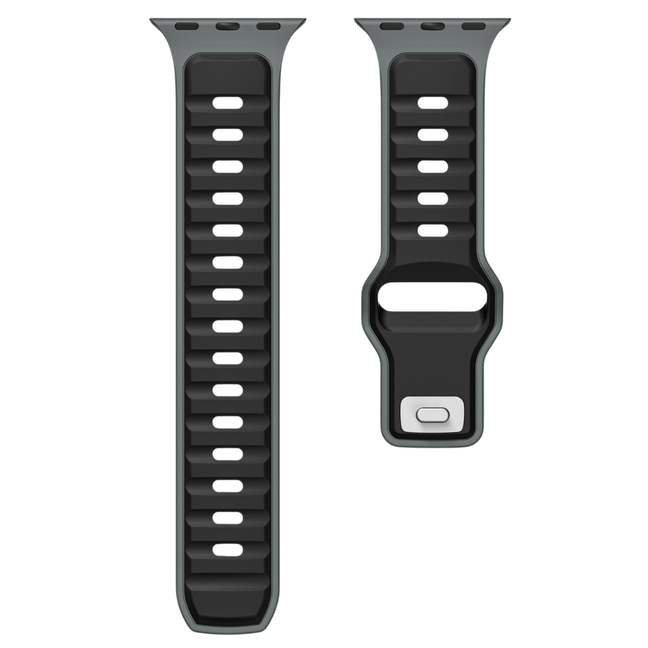 Grey Black Premium Aspro Silicone Sports Bands By Shopyholy Compatible For Apple Watch