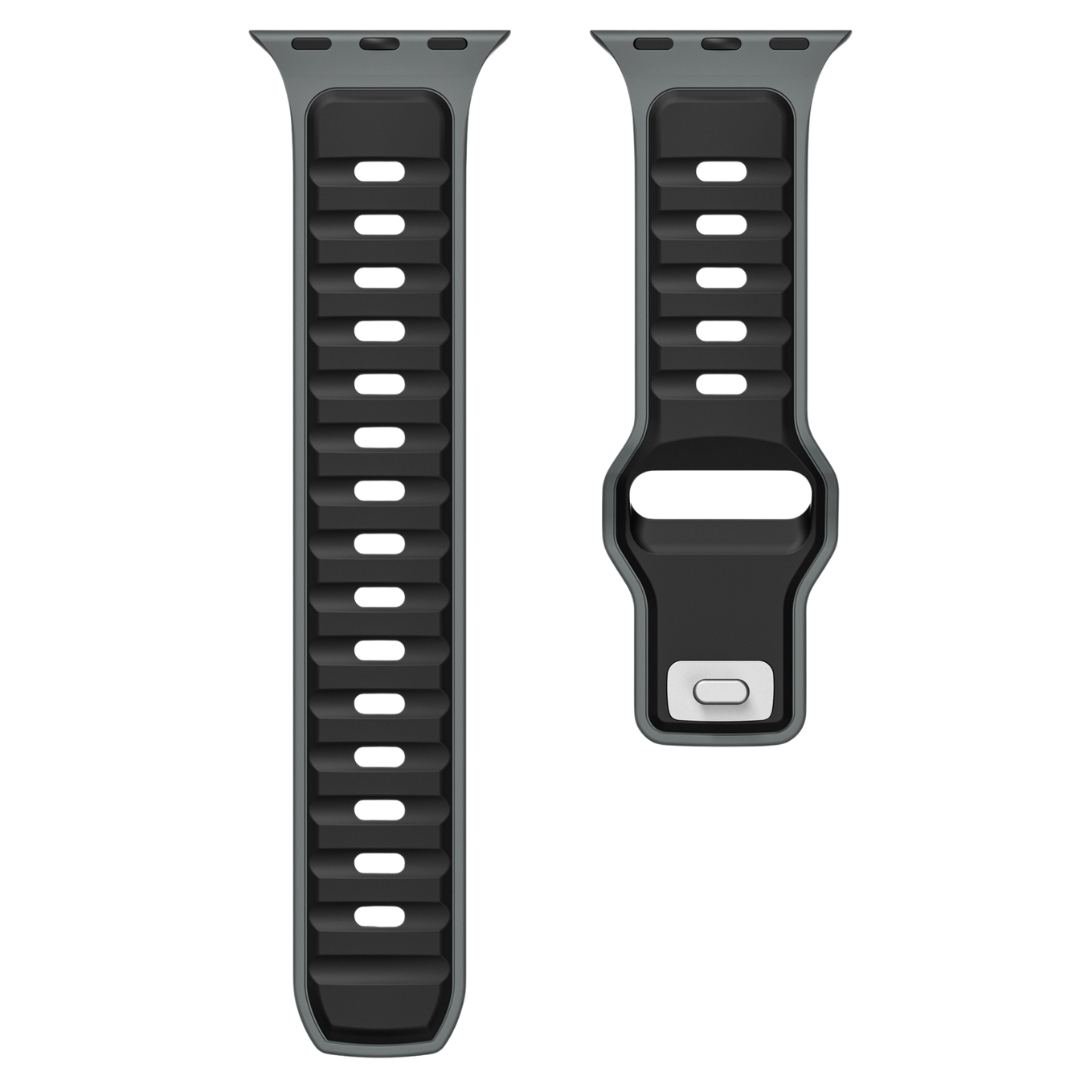 Grey Black Premium Aspro Silicone Sports Bands By Shopyholy Compatible For Apple Watch