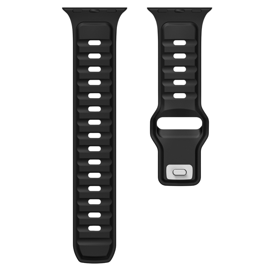 Full Black Premium Aspro Silicone Sports Bands By Shopyholy Compatible For Apple Watch