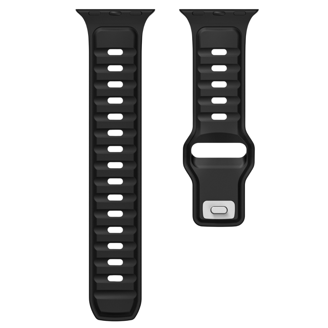 Full Black Premium Aspro Silicone Sports Bands By Shopyholy Compatible For Apple Watch