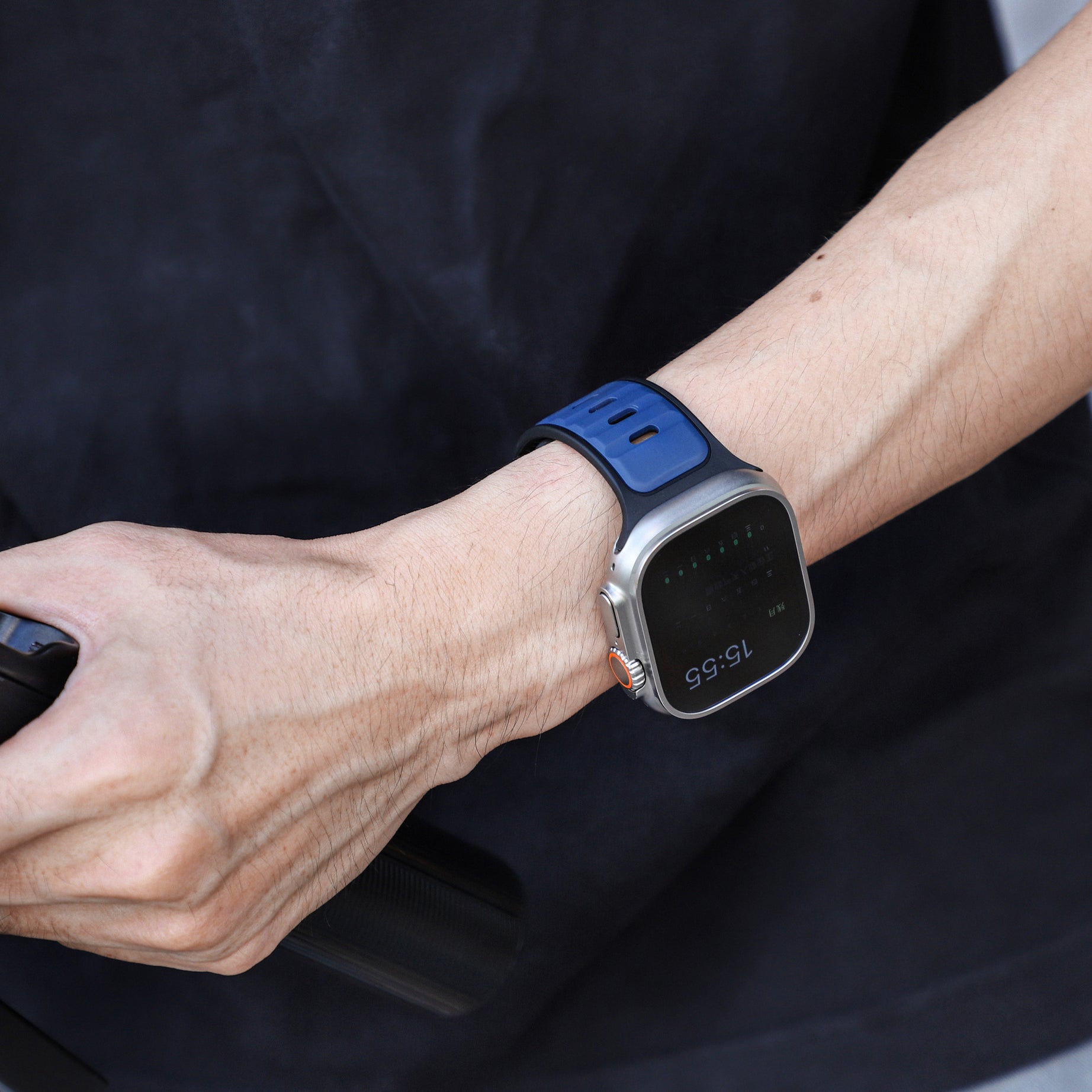 Black Navy Blue Premium Aspro Silicone Sports Bands By Shopyholy Compatible For Apple Watch