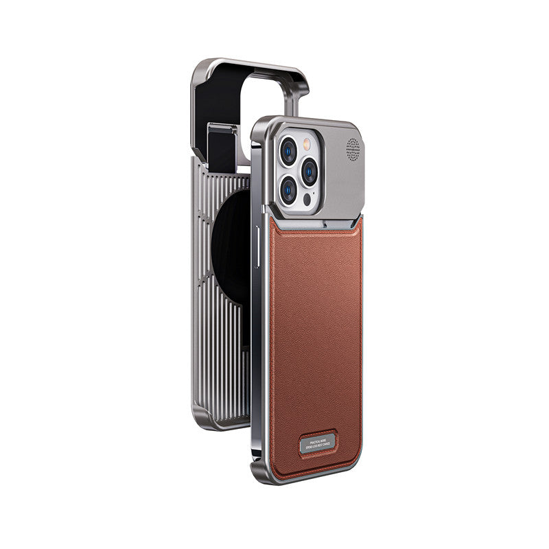 Luxury Aluminum Alloy Leather Case For iPhone