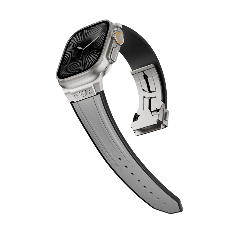 Grey Luxury Mechanical Slicone Sports Band By Shopyholy Compatible For Apple Watch