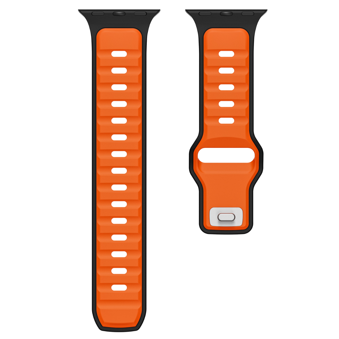 Black Orange Premium Aspro Silicone Sports Bands By Shopyholy Compatible For Apple Watch