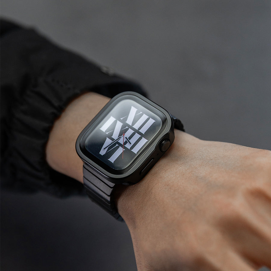 Black Luxury Metal Case With Screen Protector By Shopyholy Compatible For Apple Watch