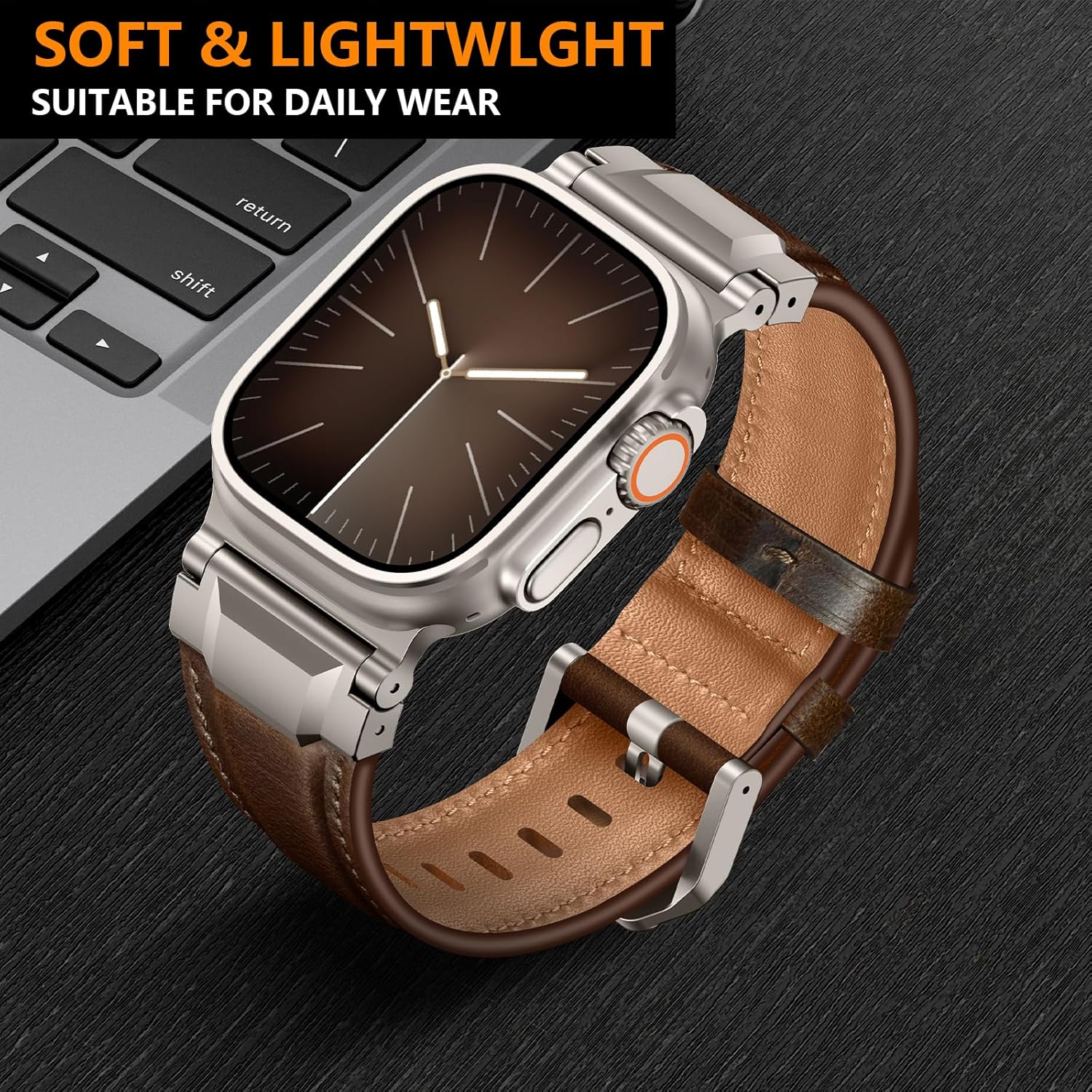 Coffee Dark Brown Luxury Cavallo Leather Straps By Shopyholy Compatible For Apple Watch
