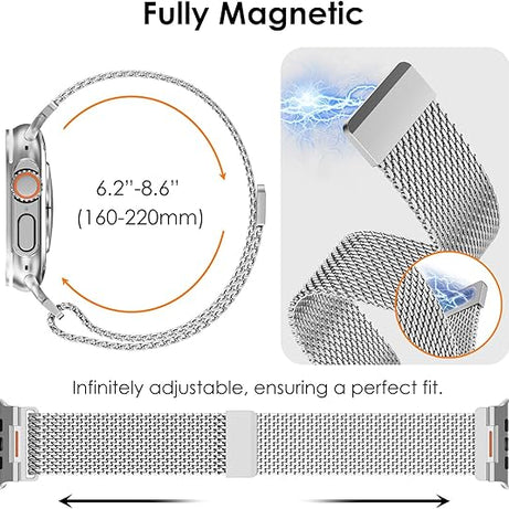Silver Luxury Strato Milanese Loop By Shopyholy Compatible For Apple Watch
