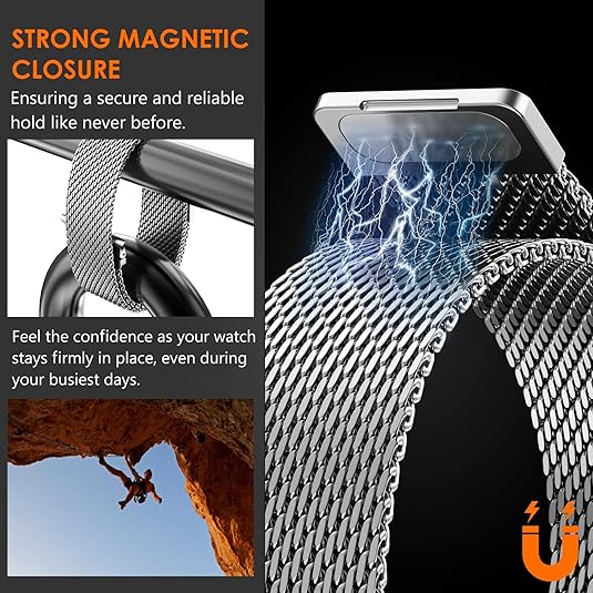 Silver Luxury Strato Milanese Loop By Shopyholy Compatible For Apple Watch