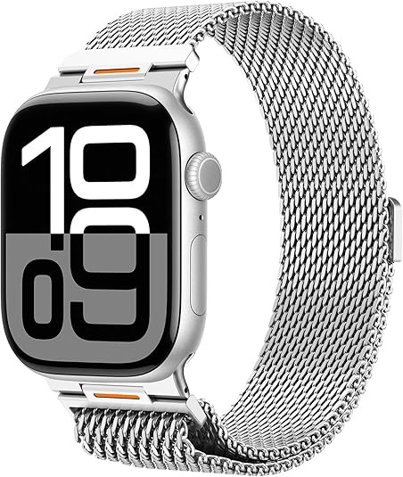 Silver Luxury Strato Milanese Loop By Shopyholy Compatible For Apple Watch