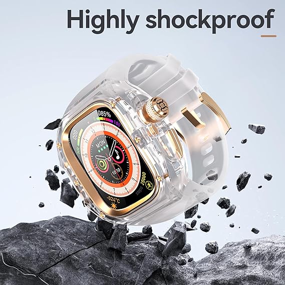 49MM Transparent Rose Gold Luxury Transparent Concept Case By Shopyholy Compatible For Apple Watch Ultra