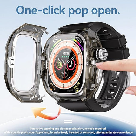 49MM Black Silver Luxury Transparent Concept Case By Shopyholy Compatible For Apple Watch Ultra