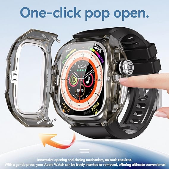 49MM Black Silver Luxury Transparent Concept Case By Shopyholy Compatible For Apple Watch Ultra