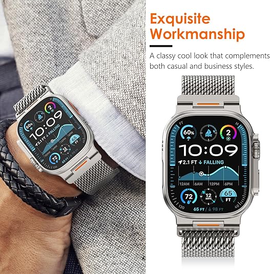 Titanium Luxury Strato Milanese Loop By Shopyholy Compatible For Apple Watch